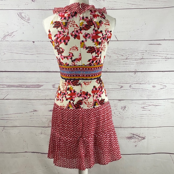 SALONI Floral Mix Print Silk Ruffle Dress - Picture 6 of 7